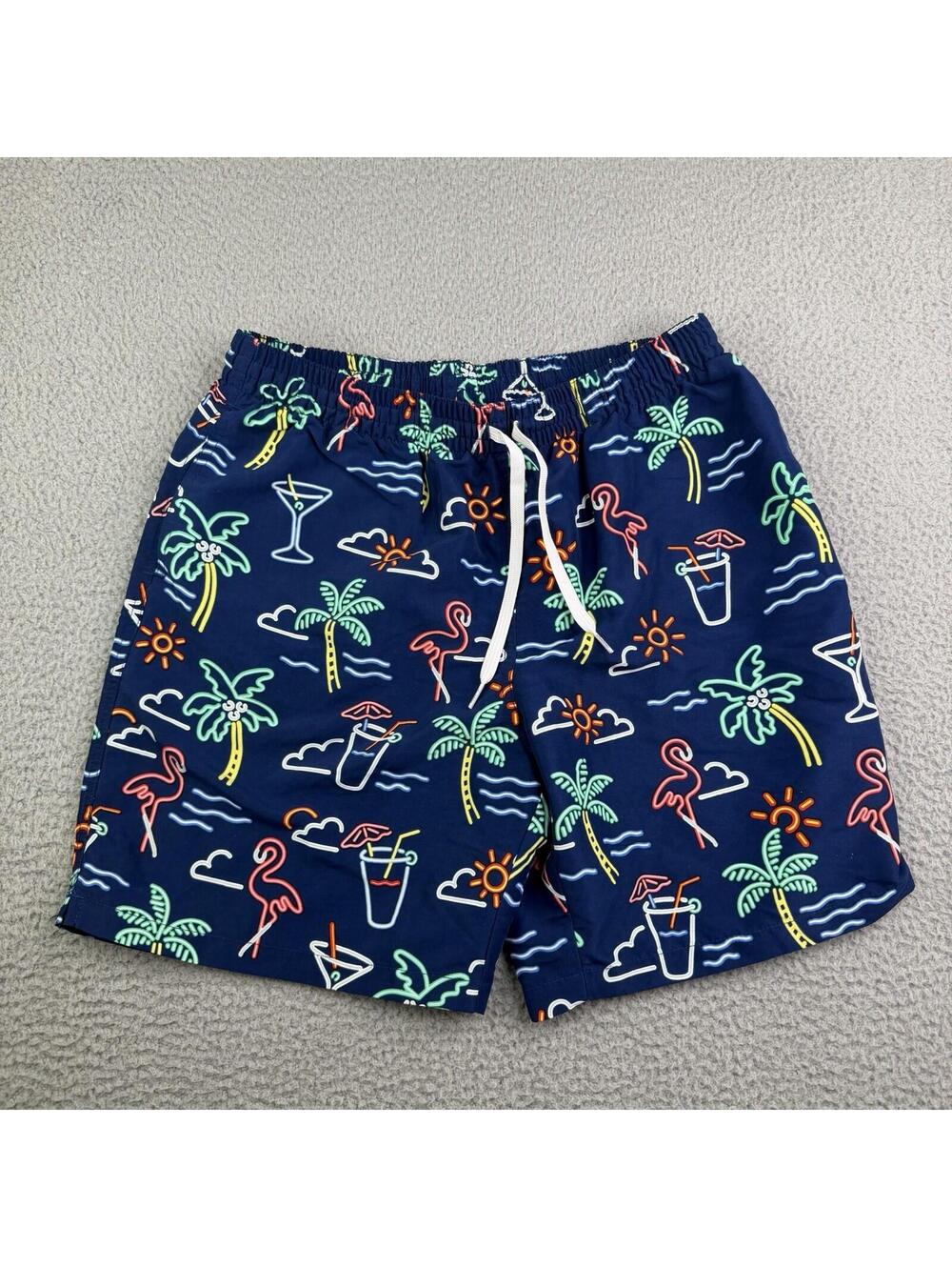 Chubbies Neon Glades Tropical Print Swim Trunks Men's Large (32x7) Lined
